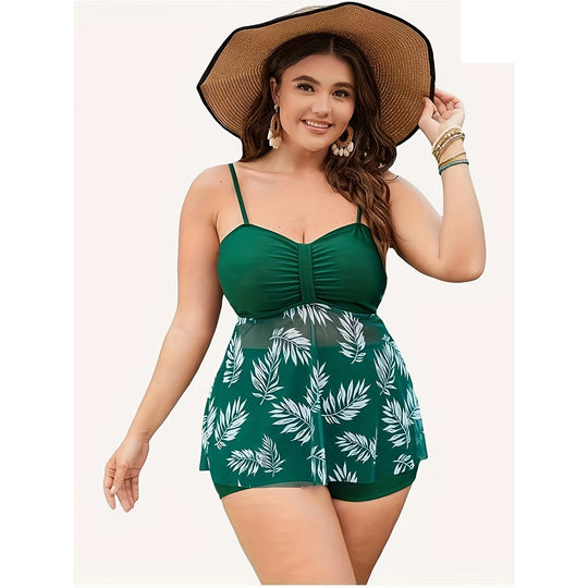 Damen Tankini-Oberteil mit fließendem Schnitt und floralem Design EB