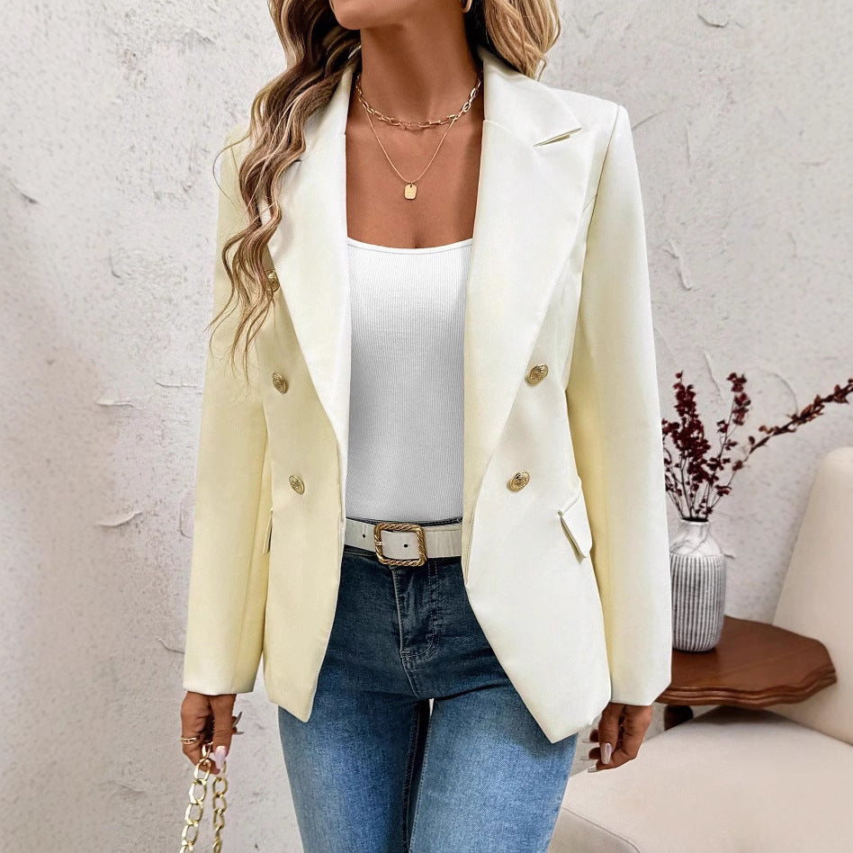 Damen Eleganter Oversized Blazer mit doppelter Knopfleiste EB