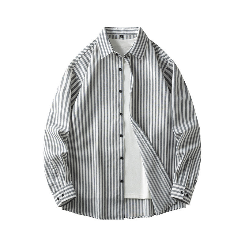Herren Langarmhemd mit elegantem Streifenmuster und bequemen Passform EB