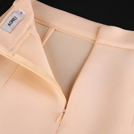 Damen eleganter Bleistiftrock mit Rüschenabschluss EB