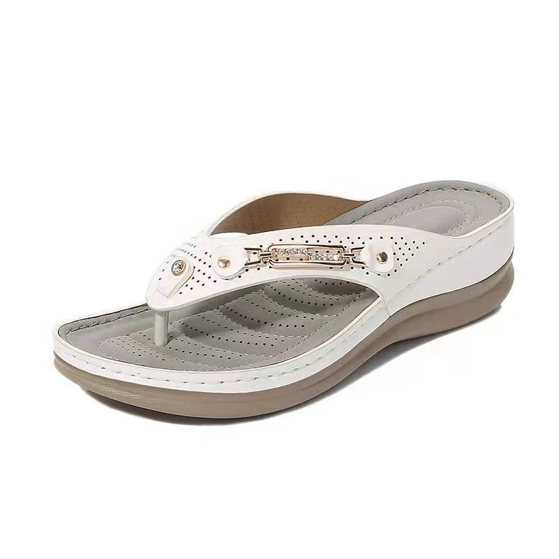 Damen Bequeme Zehentrenner-Sandalen mit ergonomischem Fußbett EB
