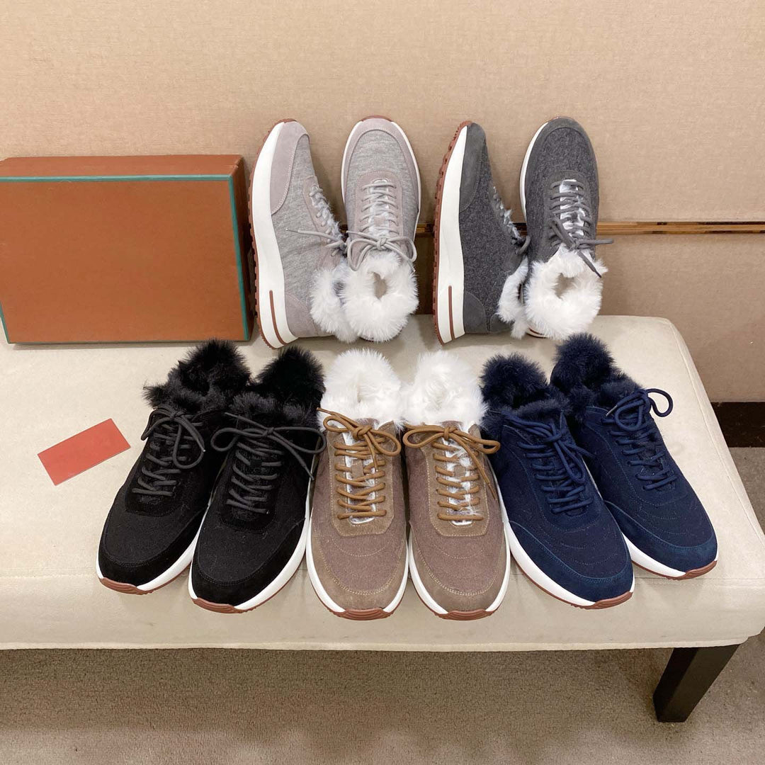 Damen Sportliche Sneakers mit luxuriösem Fellkragen EB