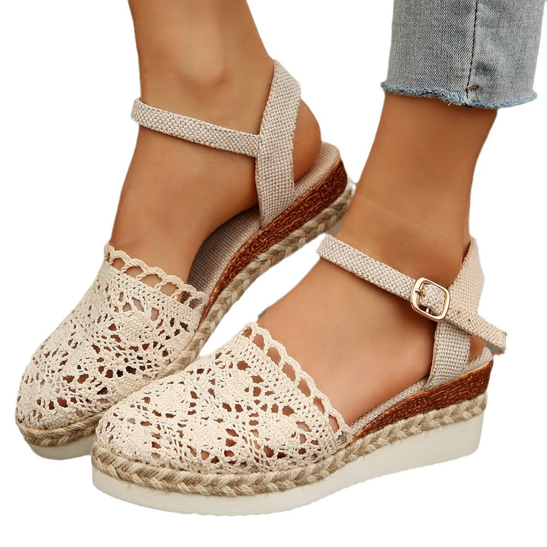 Damen Espadrilles mit elegantem Häkel-Design und komfortabler Sohle EB