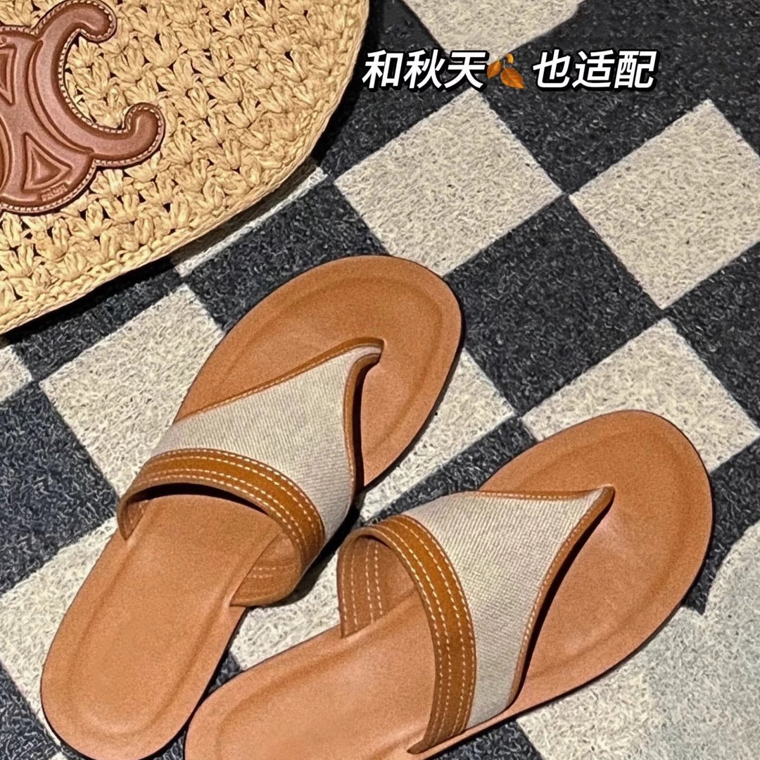 Damen bequeme Zehensteg-Sandalen mit ergonomischem Fußbett EB