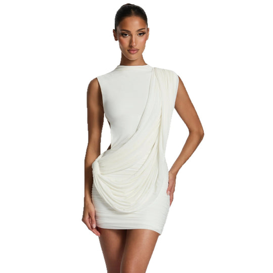 Damen Figurschmeichelndes Minikleid mit asymmetrischer Drapierung EB