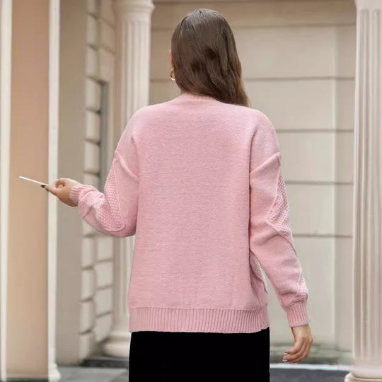 Damen Strickjacke mit feinem Zopfmuster und praktischen Knopfdetails EB