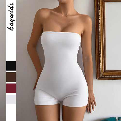 Damen Strapless Jumpsuit aus elastischem Material EB