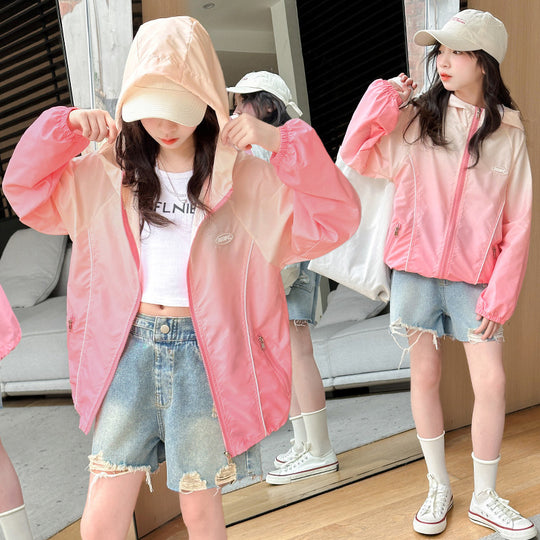 Damen nan leichte Übergangsjacke mit Kapuze elastischen Bündchen und Reißverschlusstaschen R&B