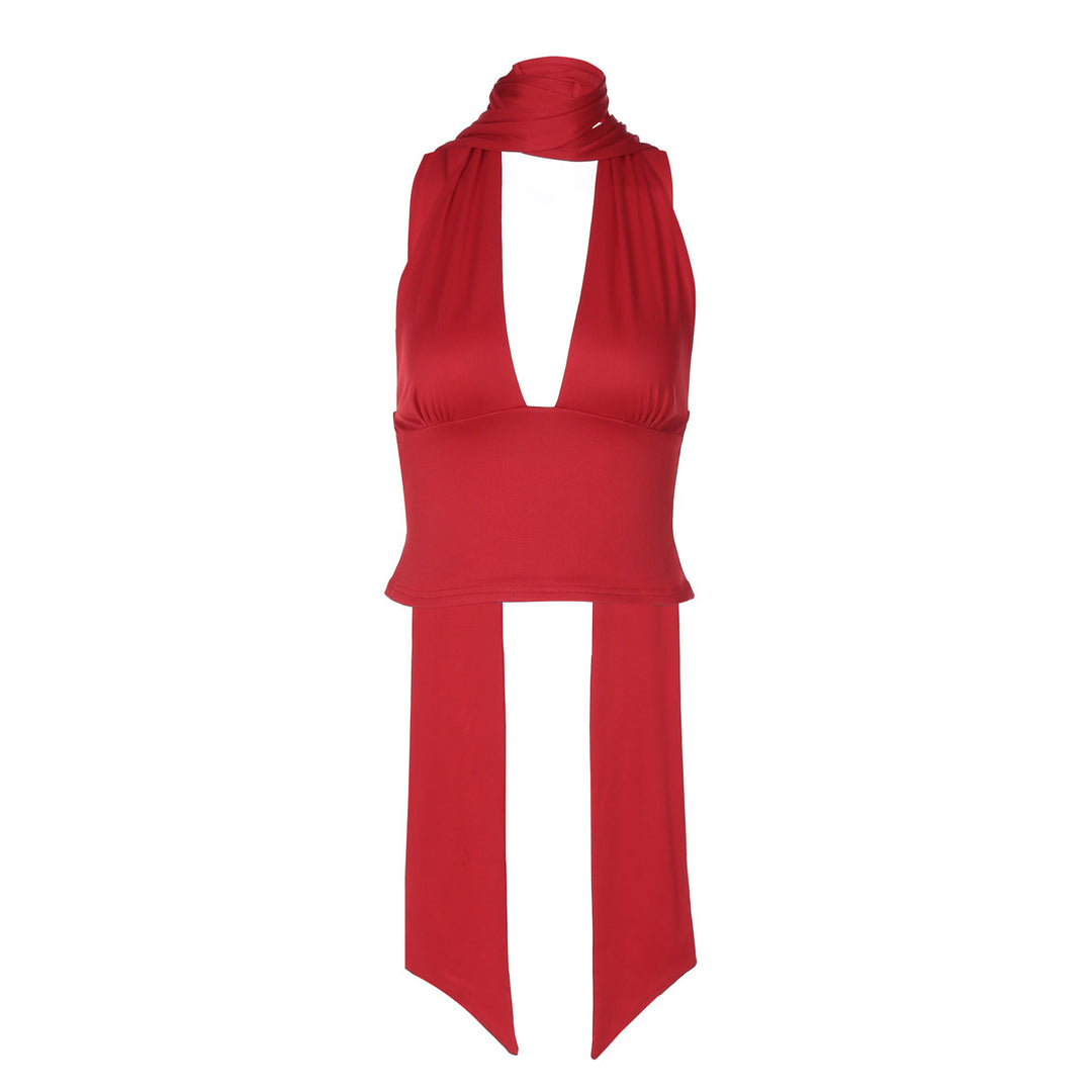 Damen Halterneck-Oberteil mit raffiniertem Schlaufen-Design EB