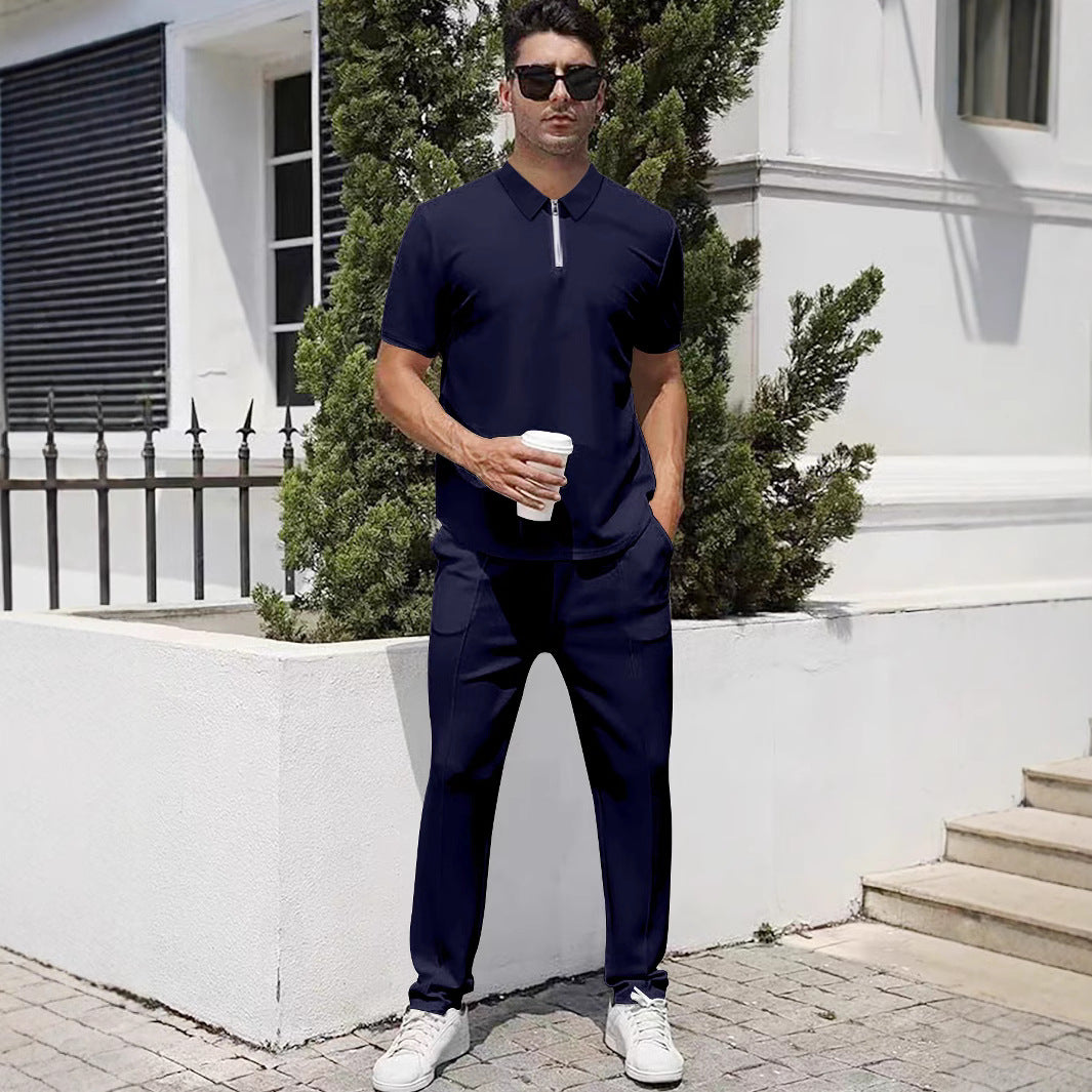 Herren nan urbanes Reise-Poloshirt mit kurzem Frontreißverschluss, elastischem Interlock und knitterarmer Pflege EB