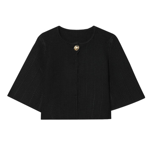Damen elegante Strickjacke mit dekorativem Knopf EB