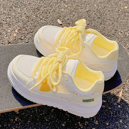 Damen Sportliche Sneakers mit buntem Pudding-Design und extra bequemer Dämpfung EB