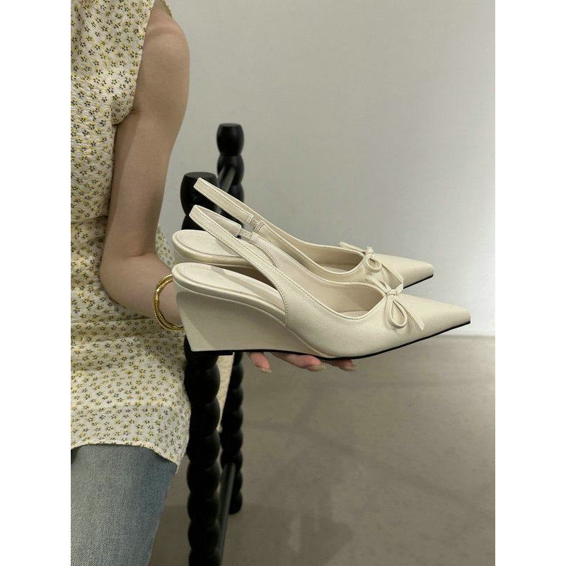 Damen elegante Wedgesandalen mit Schleifenverzierung EB