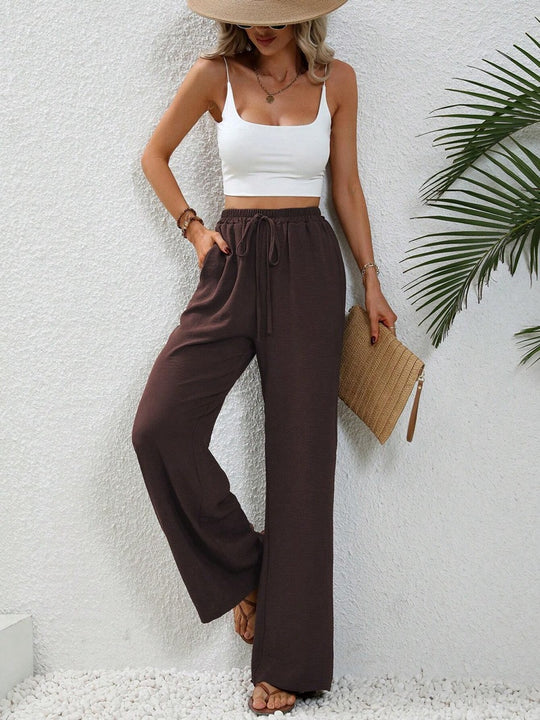 Damen weite Sommerhose mit elastischem Bund und lässigem Schnitt EB