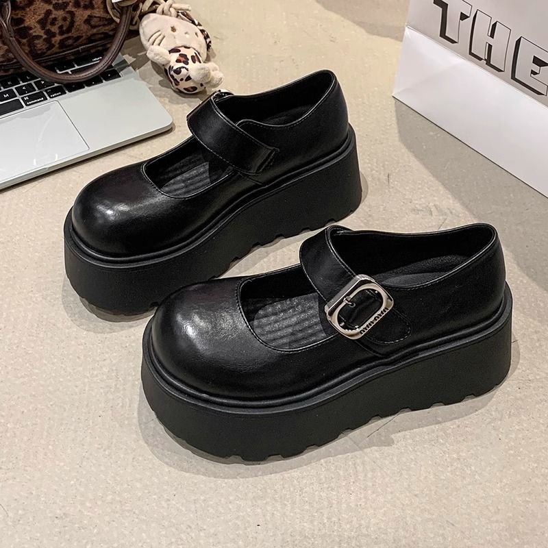 Damen Plattform-Schuhe mit Riemen und modischer Schnalle EB