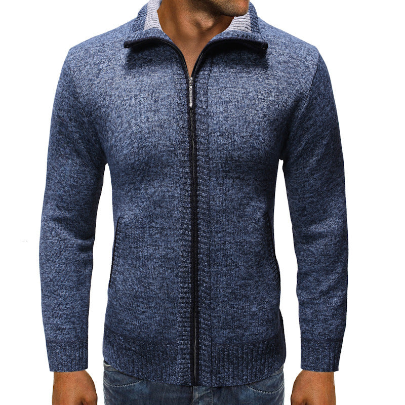 Herren Strickjacke mit Stehkragen und praktischen Taschen EB