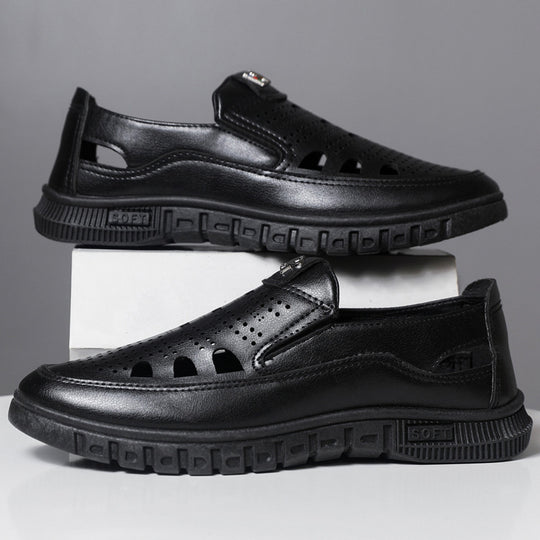 Herren Komfortable Slip-On Lederschuhe mit belüftetem Design EB