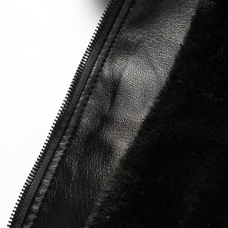 Herren warme Lammlederjacke mit gefüttertem Kragen EB