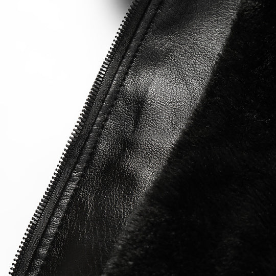 Herren warme Lammlederjacke mit gefüttertem Kragen EB