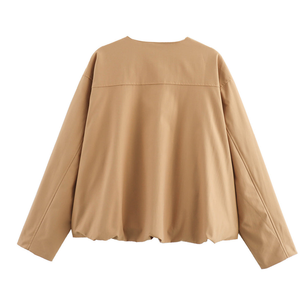 Damen lässige Steppjacke mit praktischen aufgesetzten Taschen und elastischem Bund EB