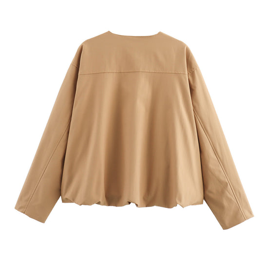 Damen lässige Steppjacke mit praktischen aufgesetzten Taschen und elastischem Bund EB