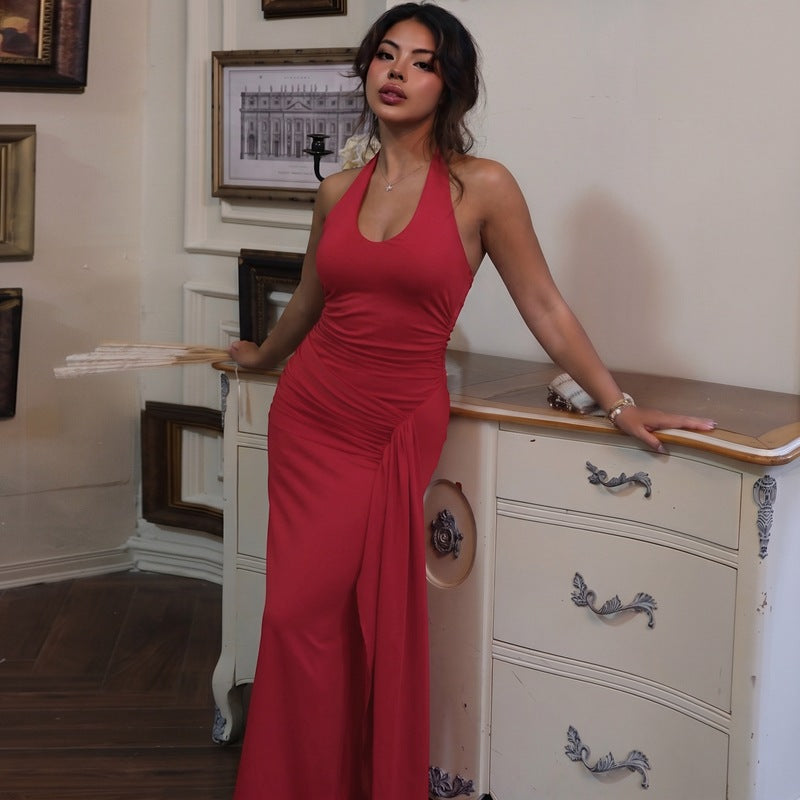 Damen Raffiniertes Wickel-Maxikleid EB