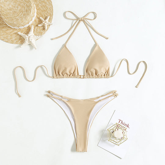 Damen Triangel-Bikini mit raffiniertem Bindegürtel EB