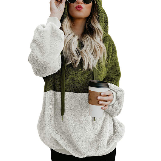 Damen weicher Fleece-Hoodie mit Kapuze und großen Taschen EB