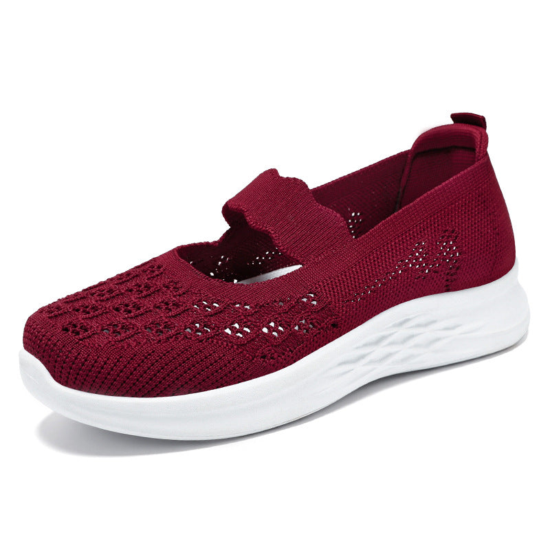 Damen Atmungsaktive Ballerinas mit elastischem Riemen und rutschfester Sohle EB