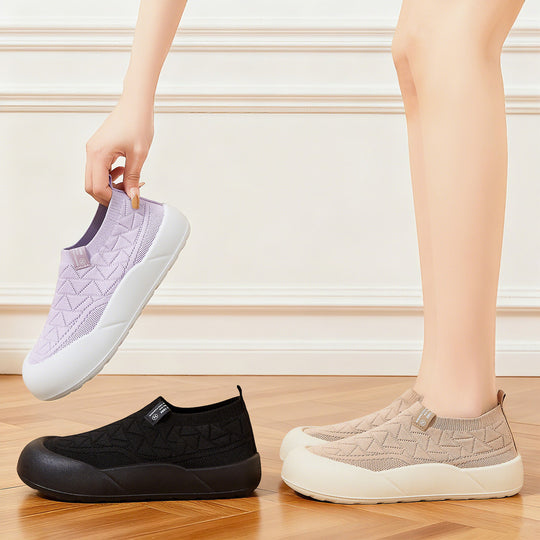 Damen Sportliche Slip-On Schuhe mit rutschfester Sohle und atmungsaktivem Obermaterial EB