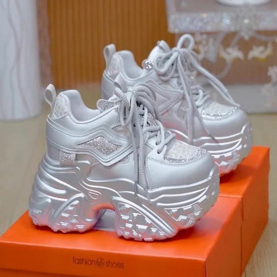 Damen Sportliche Chunky Sneakers mit funkelnden Akzenten EB