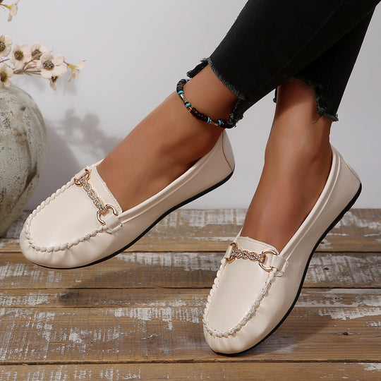 Damen Elegante Mokassins mit Schmuck-Detail und komfortabler Sohle EB