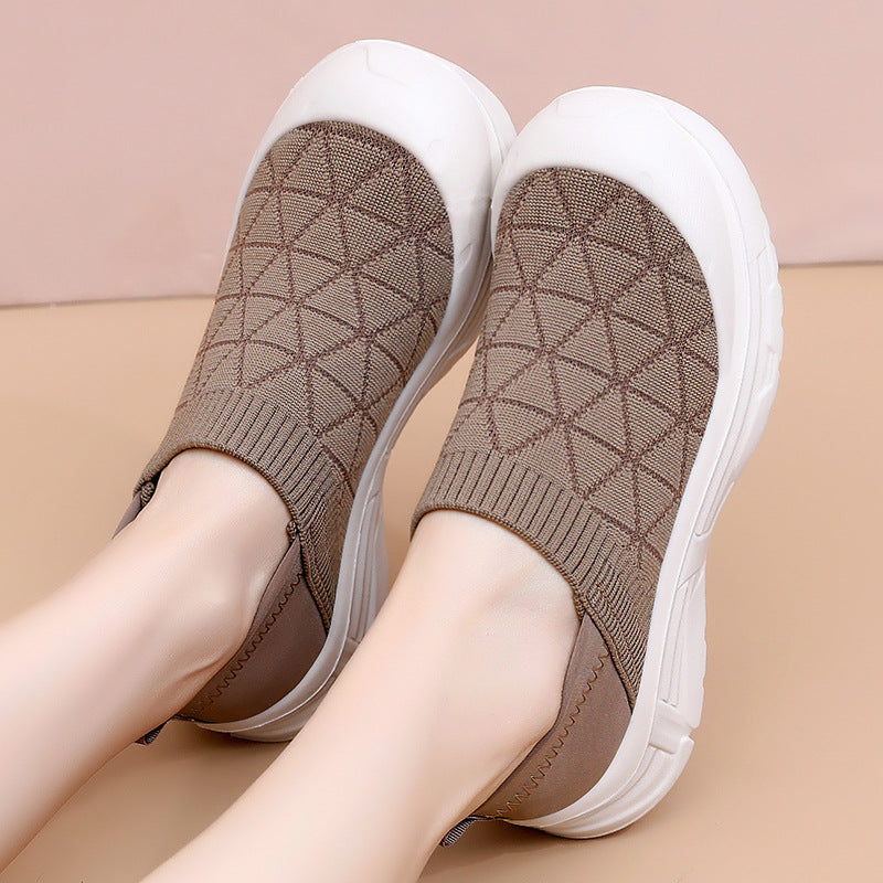 Damen atmungsaktive Slip-On Freizeitschuhe mit flexiblem Obermaterial EB