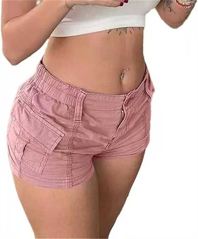 Damen bequeme Cargo-Shorts mit elastischem Bund und praktischen Taschen EB