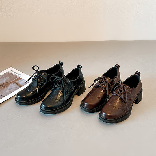 Damen Komfortable und elegante Schnürschuhe mit Blockabsatz EB