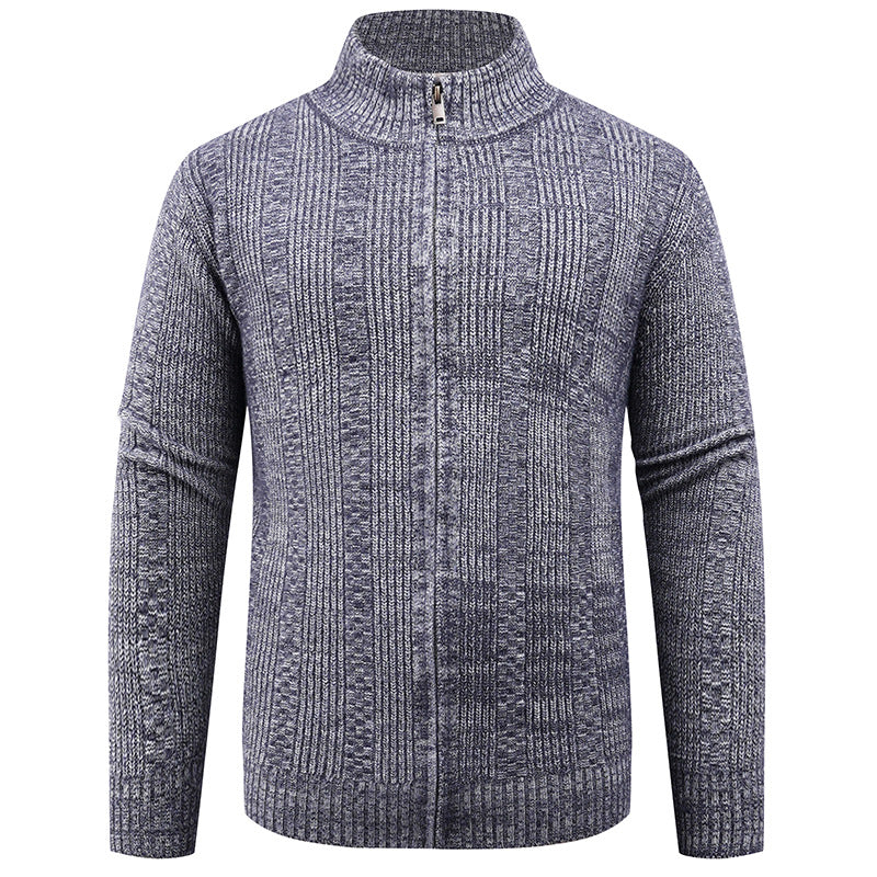 Herren Strickjacke mit modernem Reißverschluss und Zopfmuster EB
