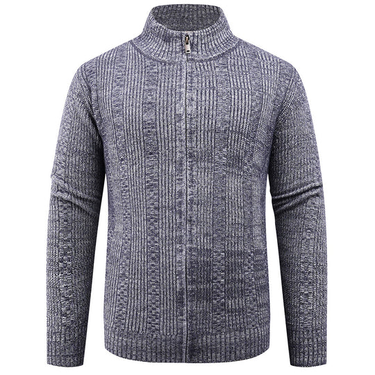 Herren Strickjacke mit modernem Reißverschluss und Zopfmuster EB