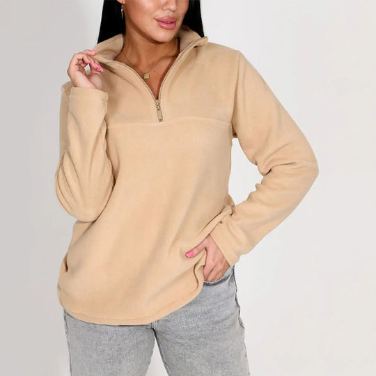 Damen Fleeceoberteil mit kurzem Halbzip und Stehkragen EB