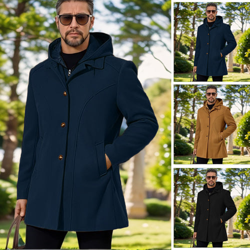 Herren elegante Übergangsjacke mit Kapuze und ausgestellten Abnähern EB