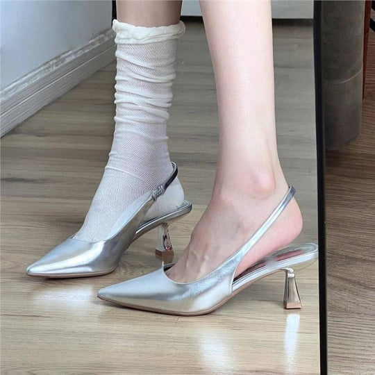 Damen elegante Slingback-Pumps mit modischem Absatz EB