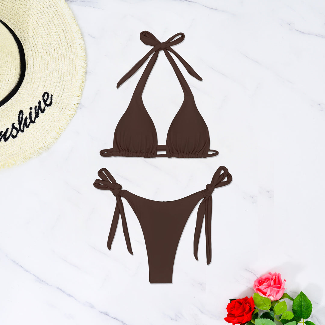 Damen Triangel-Bikini mit raffinierten Bindebändern und hochelastischem Stoff EB