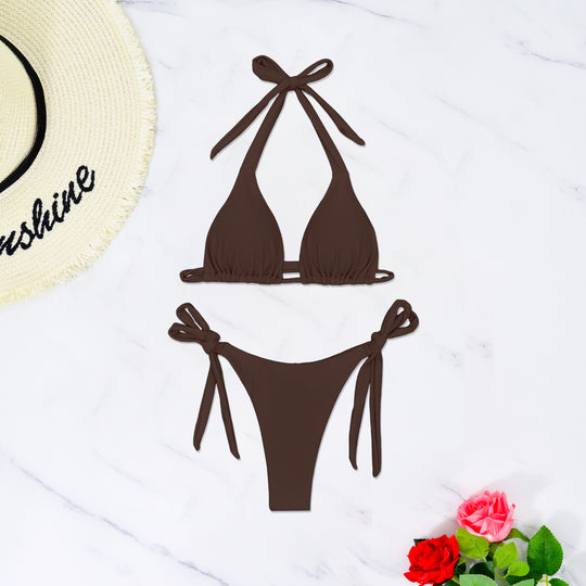 Damen Triangel-Bikini mit raffinierten Bindebändern und hochelastischem Stoff EB