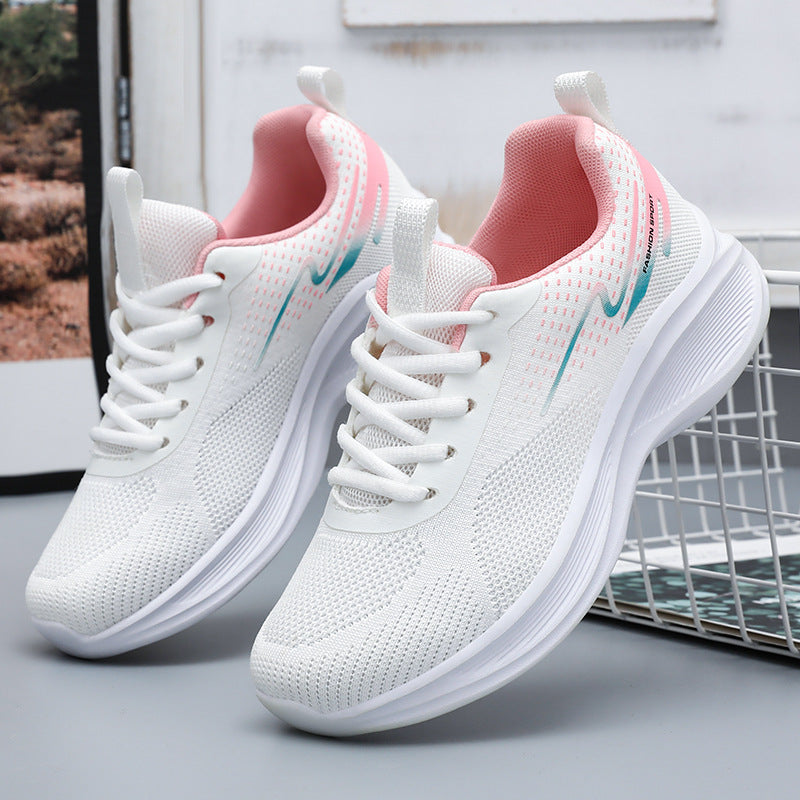 Damen nan leichte atmungsaktive Strick-Laufsneaker mit Memory-Schaum-Fußbett und dämpfender EVA-Plateausohle EB