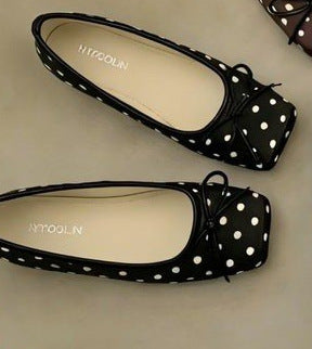 Damen Ballerinas mit eleganter Punktmusterung und modischem Schleifendetail EB
