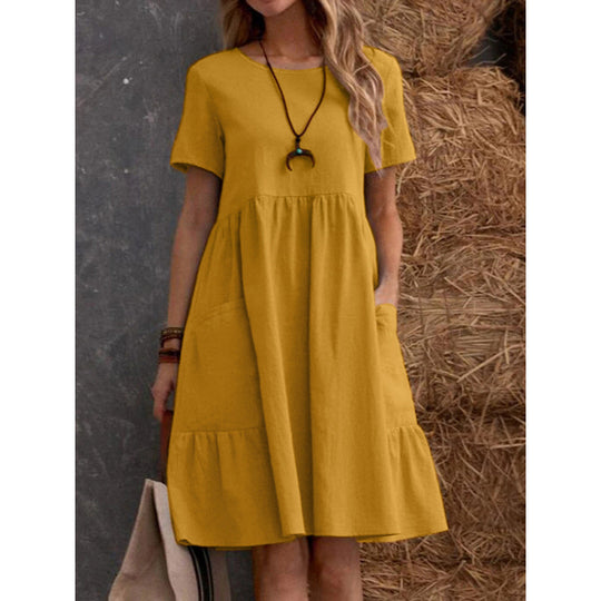 Damen Midikleid mit lockerer Passform und praktischen Taschen EB