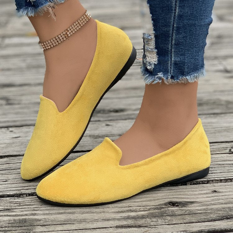 Damen spitz zulaufende Velours‑Loafer mit gepolsterter Innensohle EB