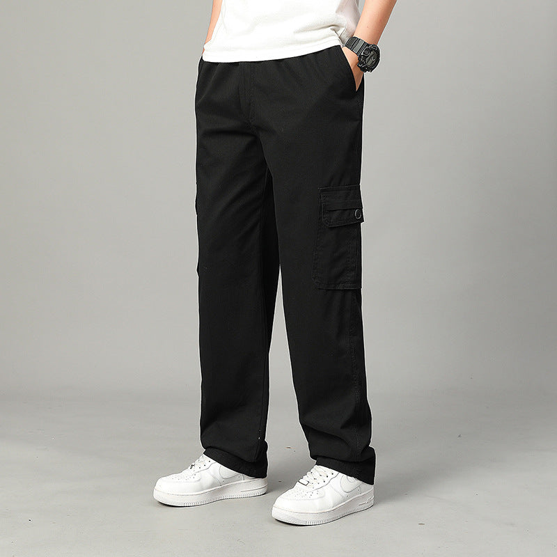 Men's  relaxed cargo pants with multi-pocket utility design and elastic waist EB