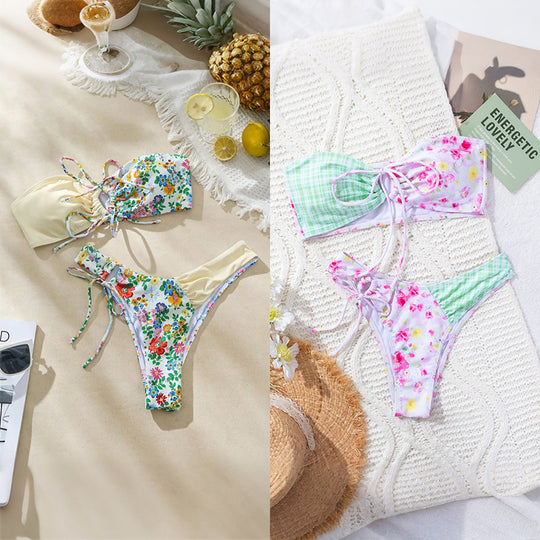 Damen Fröhlicher Blumendruck Bikini EB