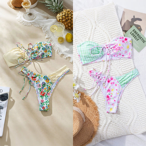 Damen Fröhlicher Blumendruck Bikini EB