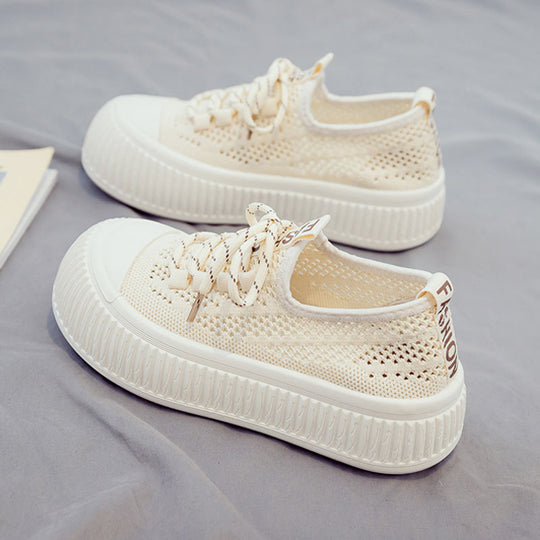 Damen modische und luftige Sneakers mit dicker Sohle EB